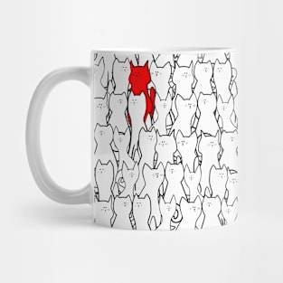 Cats pattern - white and red Mug